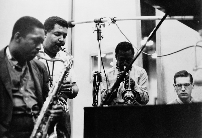 A jazz band in a recording stuido