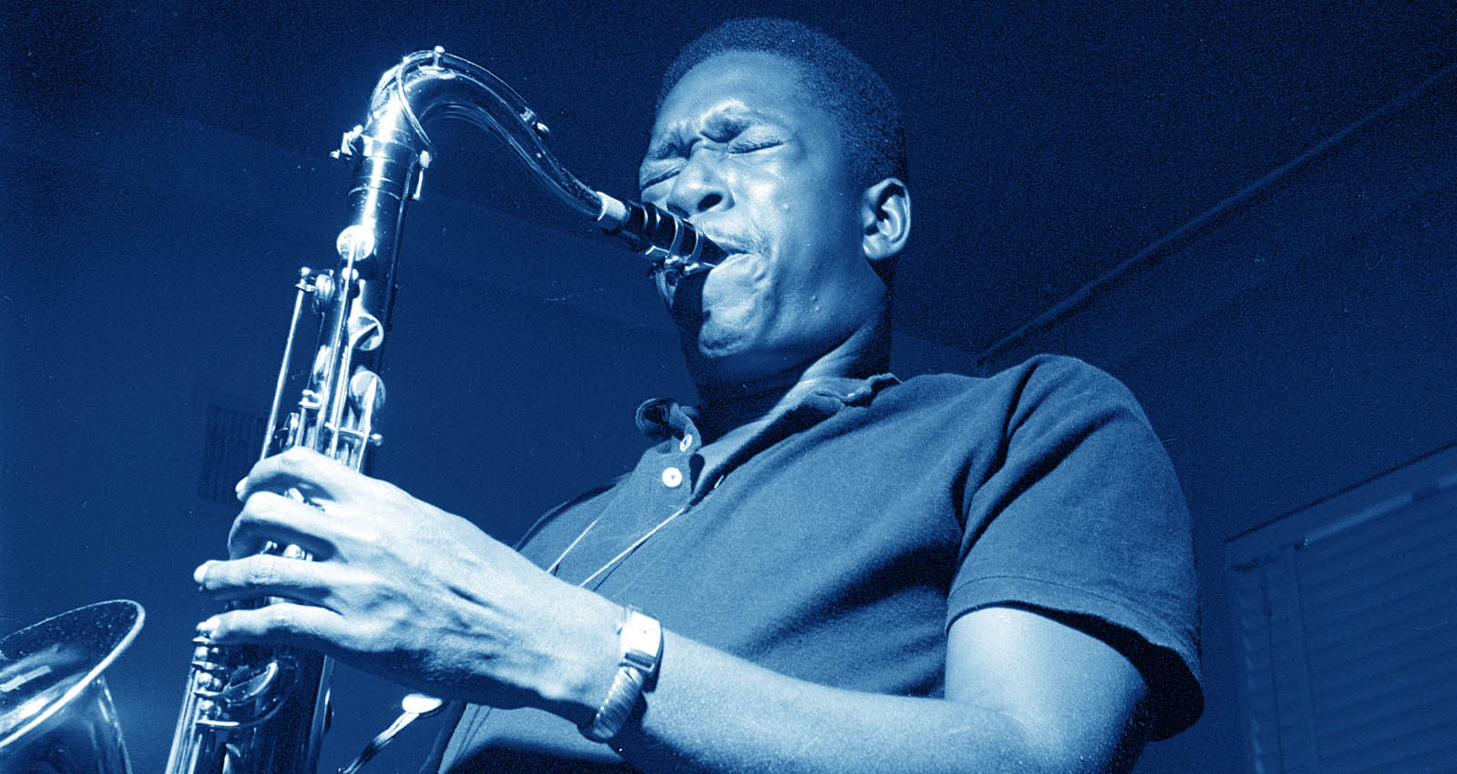 John Coltrane in mid-solo